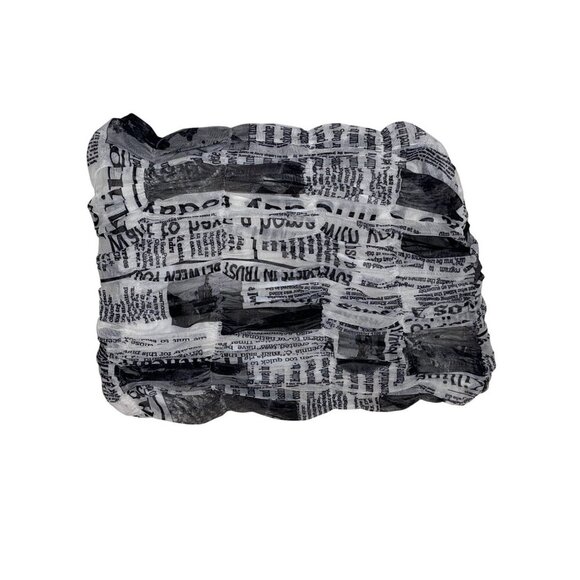 Princess Polly Black & White Ruched Tube Newspaper Print Women's Top Size 4 - Picture 1 of 7